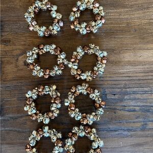 Holiday napkin rings: bronze, gold, Silver jingle bell dining party